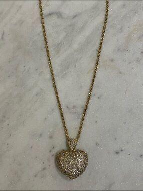 KC Chic Gold + Crystal heart necklace